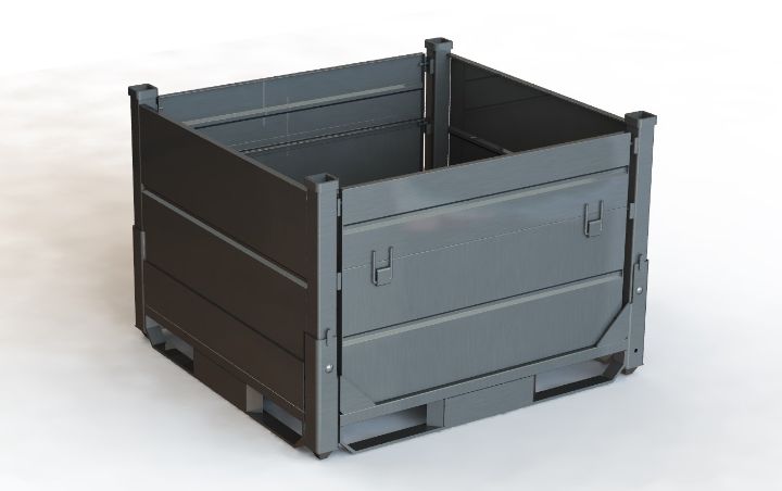 3D render of a corrugated steel container