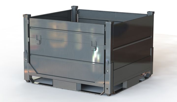 3D render of a corrugated steel container