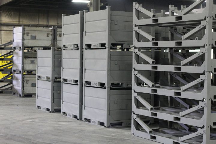 Grey bins and grey stack racks