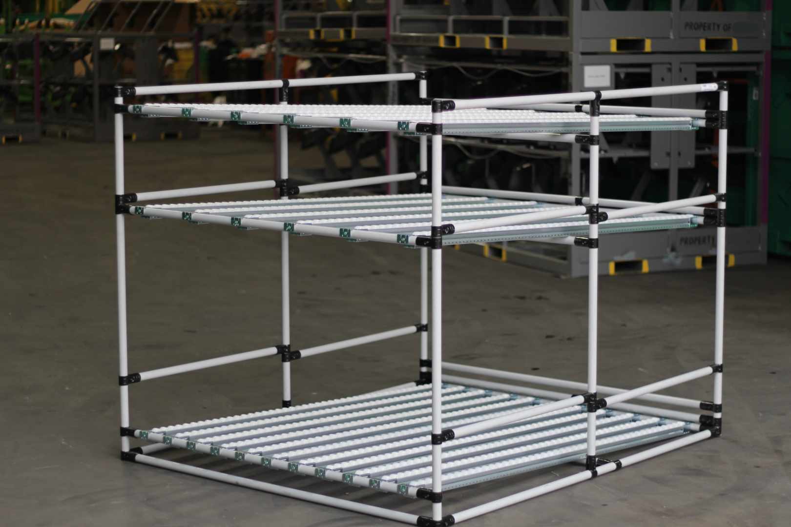 Grey kanban flow rack