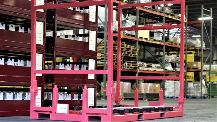 Collapsible stack racks in the production facility