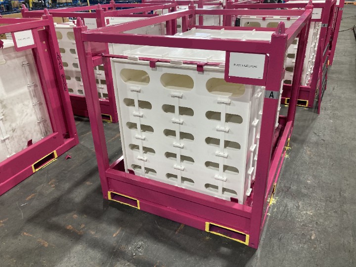Custom shipping rack in the production facility