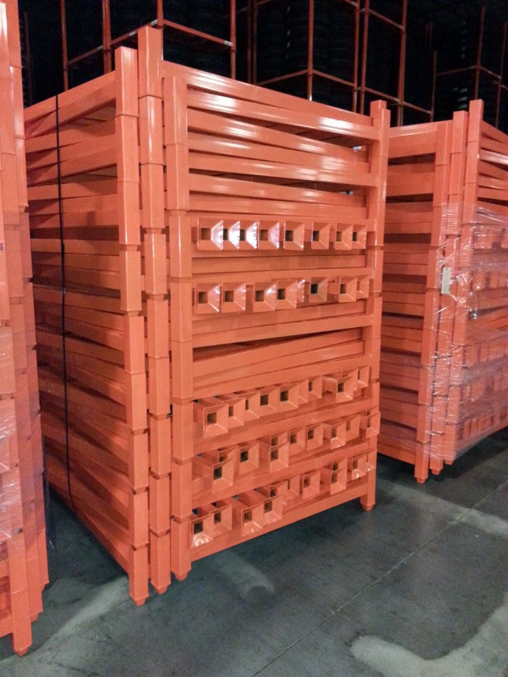 Portable stack racks staged in the facility