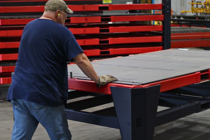 SteelStack custom sheet metal cart built for heavy-duty industrial sheet handling and transport.