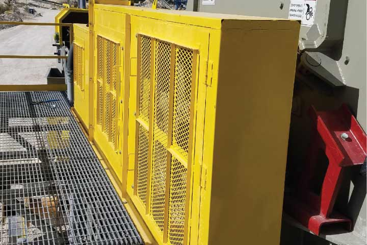 Yellow custom steel machine guards